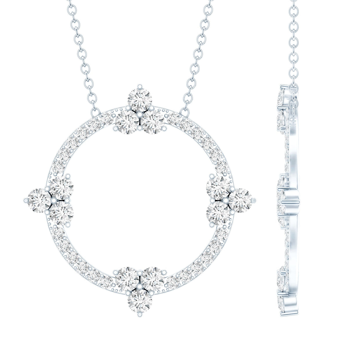 Certified Moissanite Eternity Promise Necklace in Silver