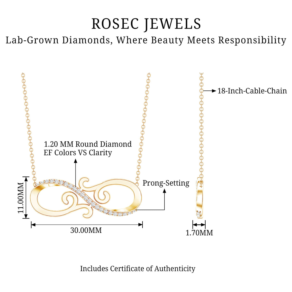 Certified Diamond Infinity Necklace in Prong Setting