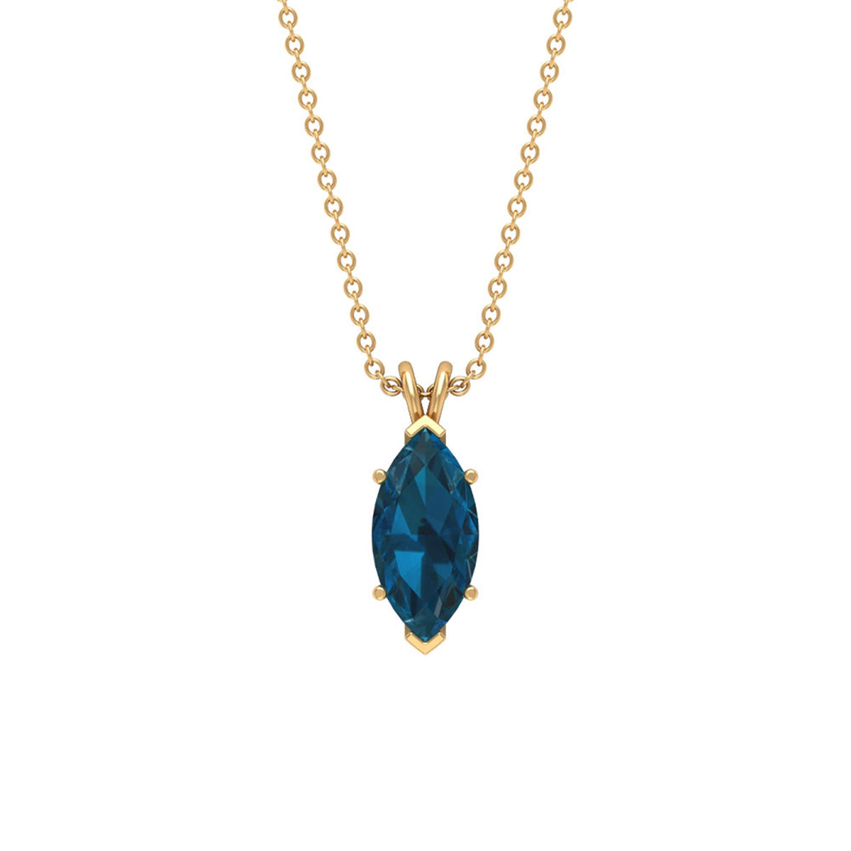 0.74 Carat Marquise Cut London Blue Topaz Solitaire Pendant