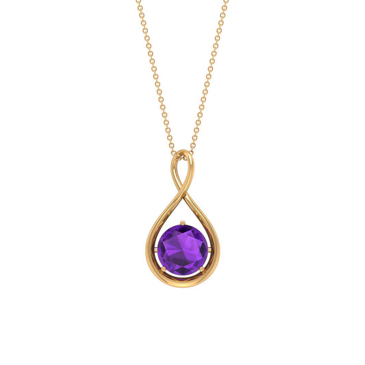 1.2 CT Real Amethyst Infinity Pendant Necklace
