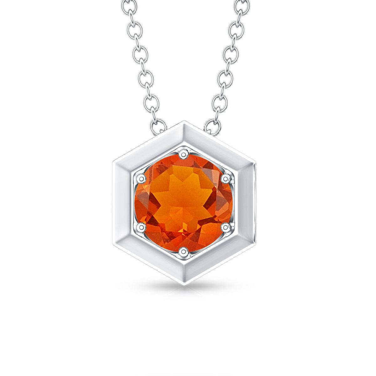 0.75 CT Natural Fire Opal Solitaire Pendant in 6 Prong Setting