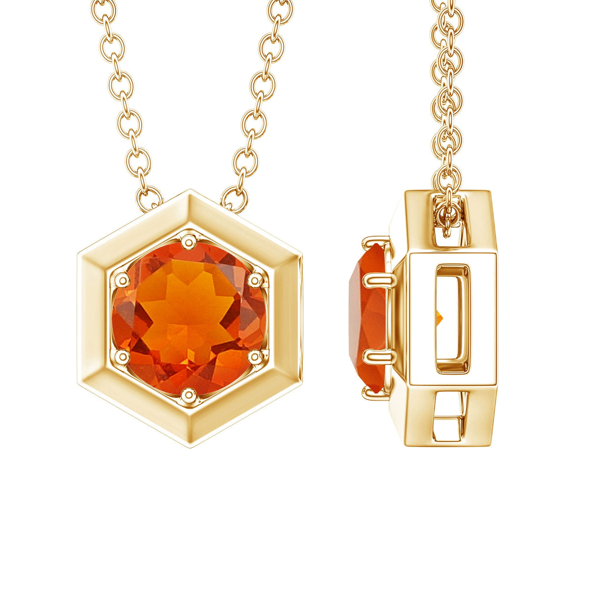 0.75 CT Natural Fire Opal Solitaire Pendant in 6 Prong Setting