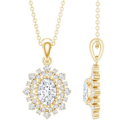 Vintage Style Oval Moissanite Bridal Necklace With Chain