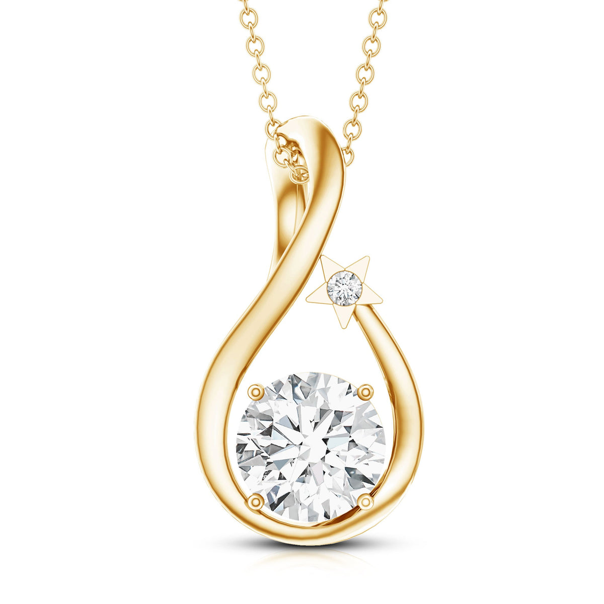 2 Carat Round Solitaire Lab Grown Diamond Teardrop Necklace