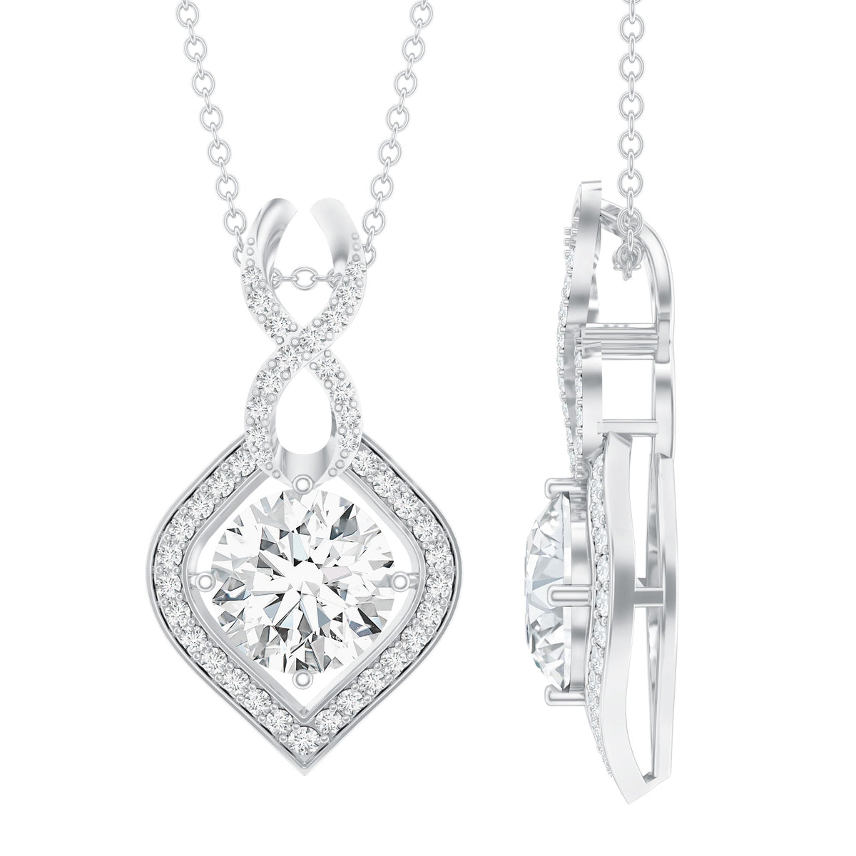 2.62 Carat Moissanite Wedding Necklace for Bride with Silver Chain