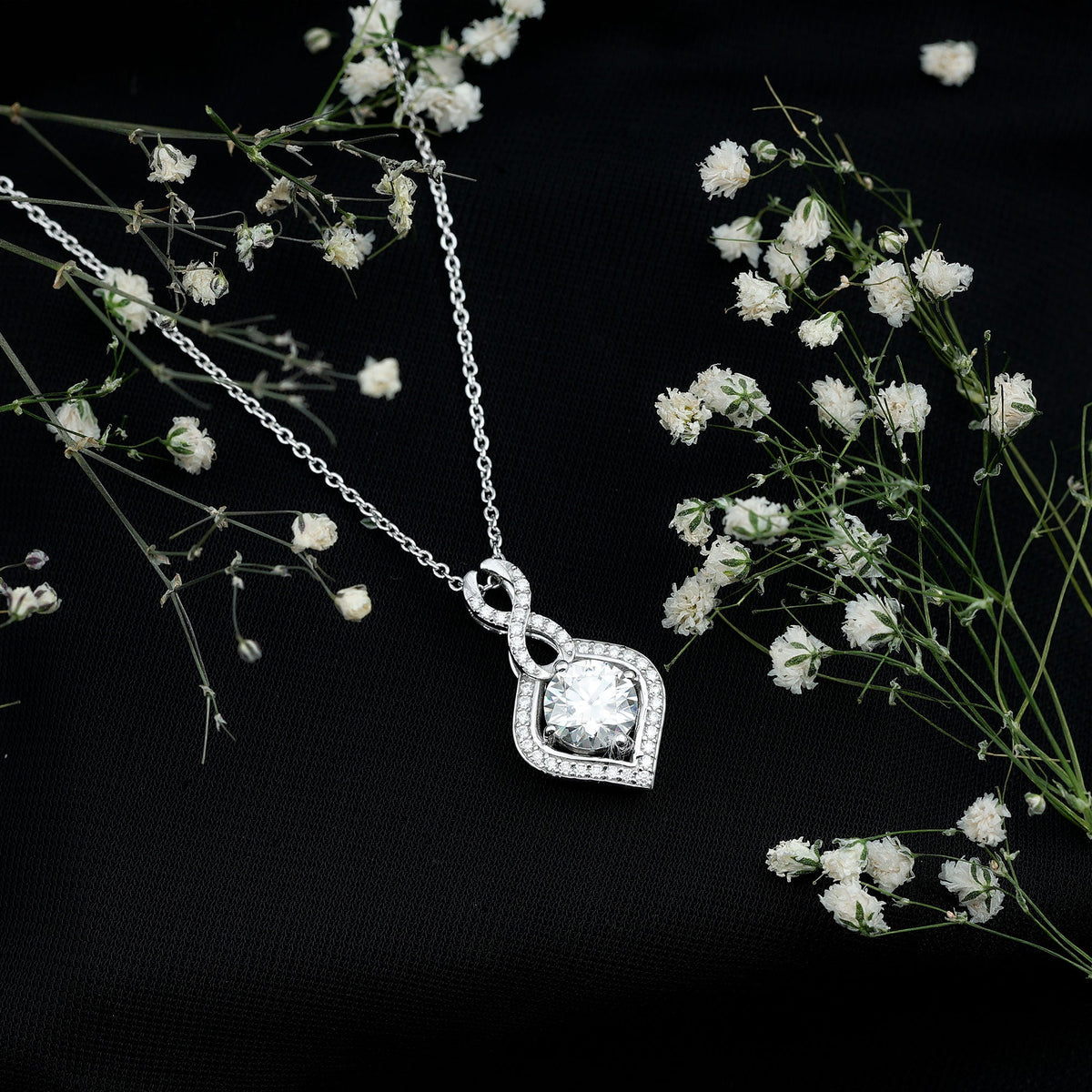 2.62 Carat Moissanite Wedding Necklace for Bride with Silver Chain