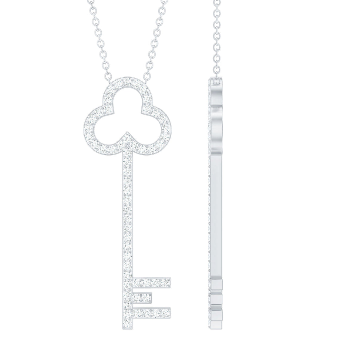 Certified Moissanite Key Pendant Necklace