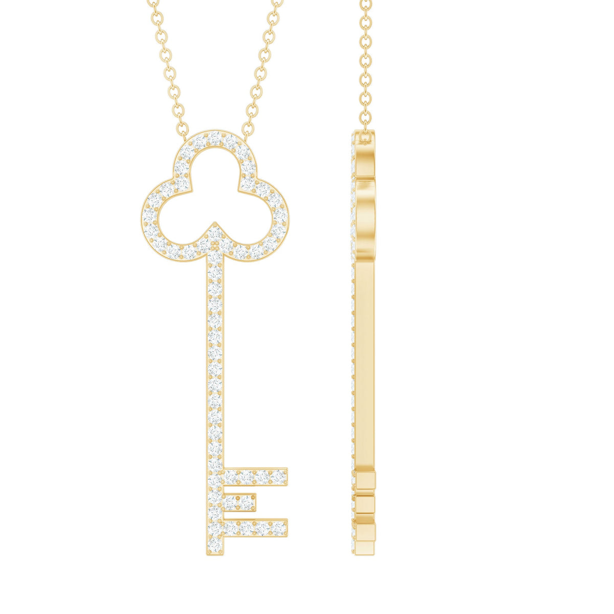Certified Moissanite Key Pendant Necklace