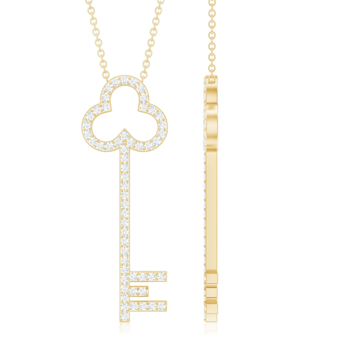 Certified Moissanite Key Pendant Necklace