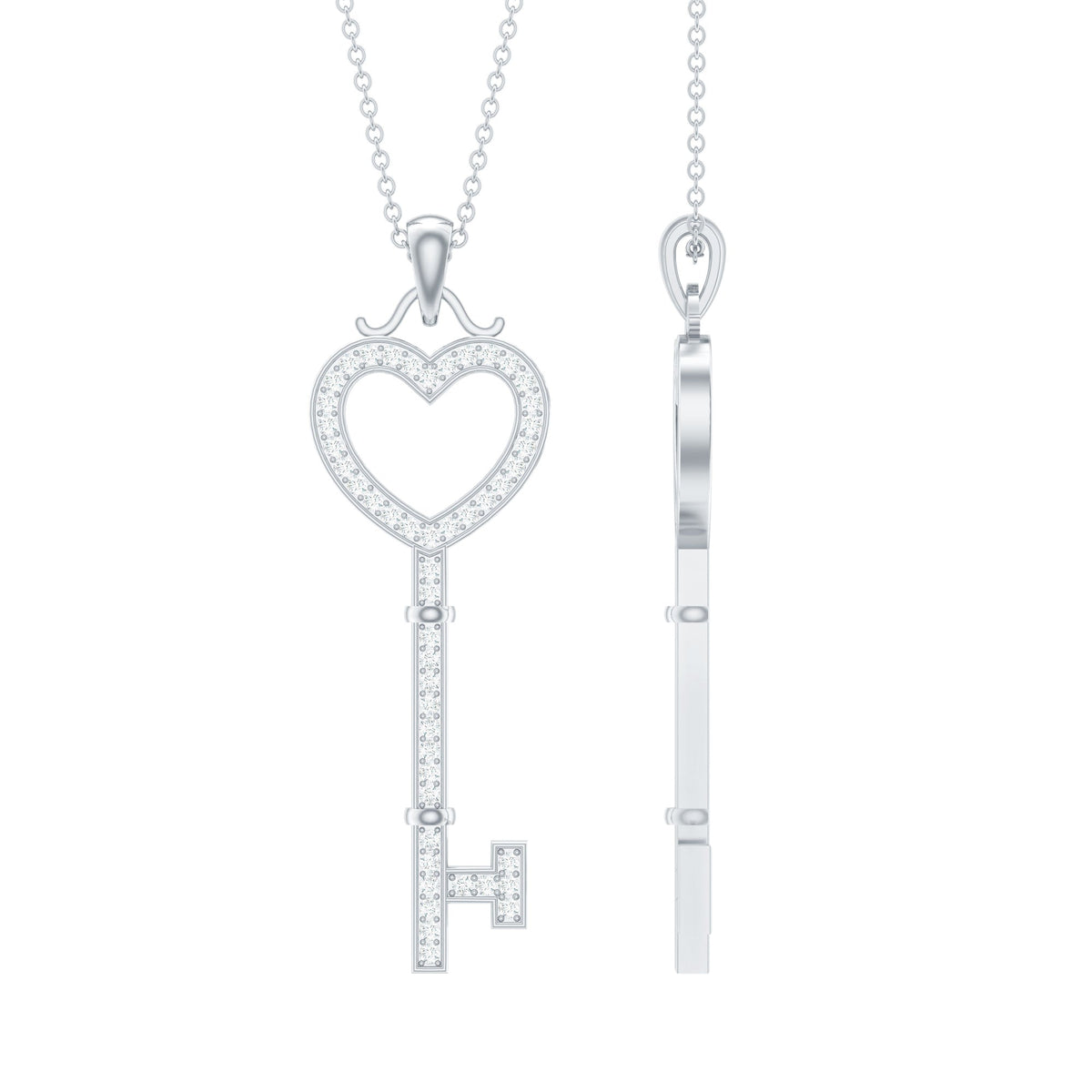 Certified Moissanite Key to My Heart Necklace