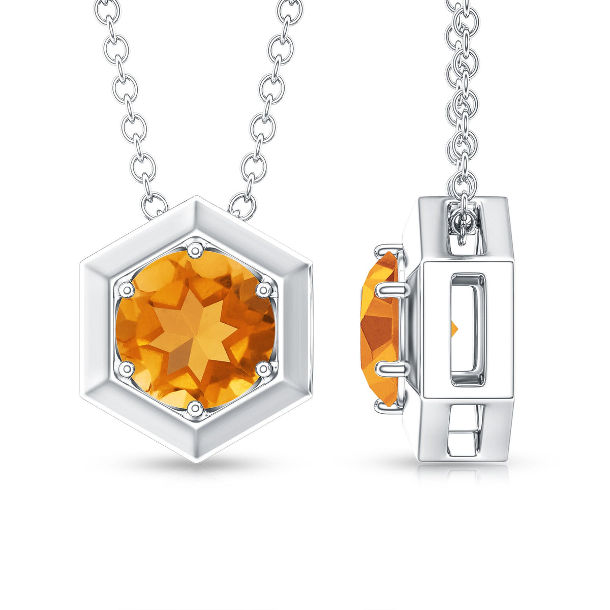 1.2 Carat Natural Citrine Hexagon Pendant