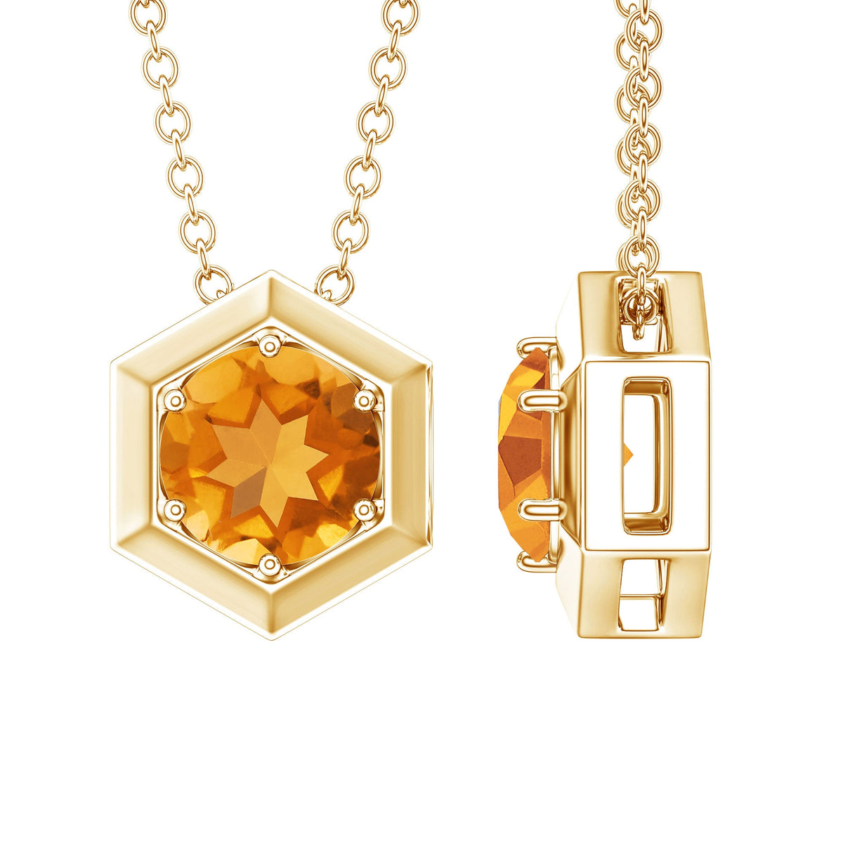 1.2 Carat Natural Citrine Hexagon Pendant