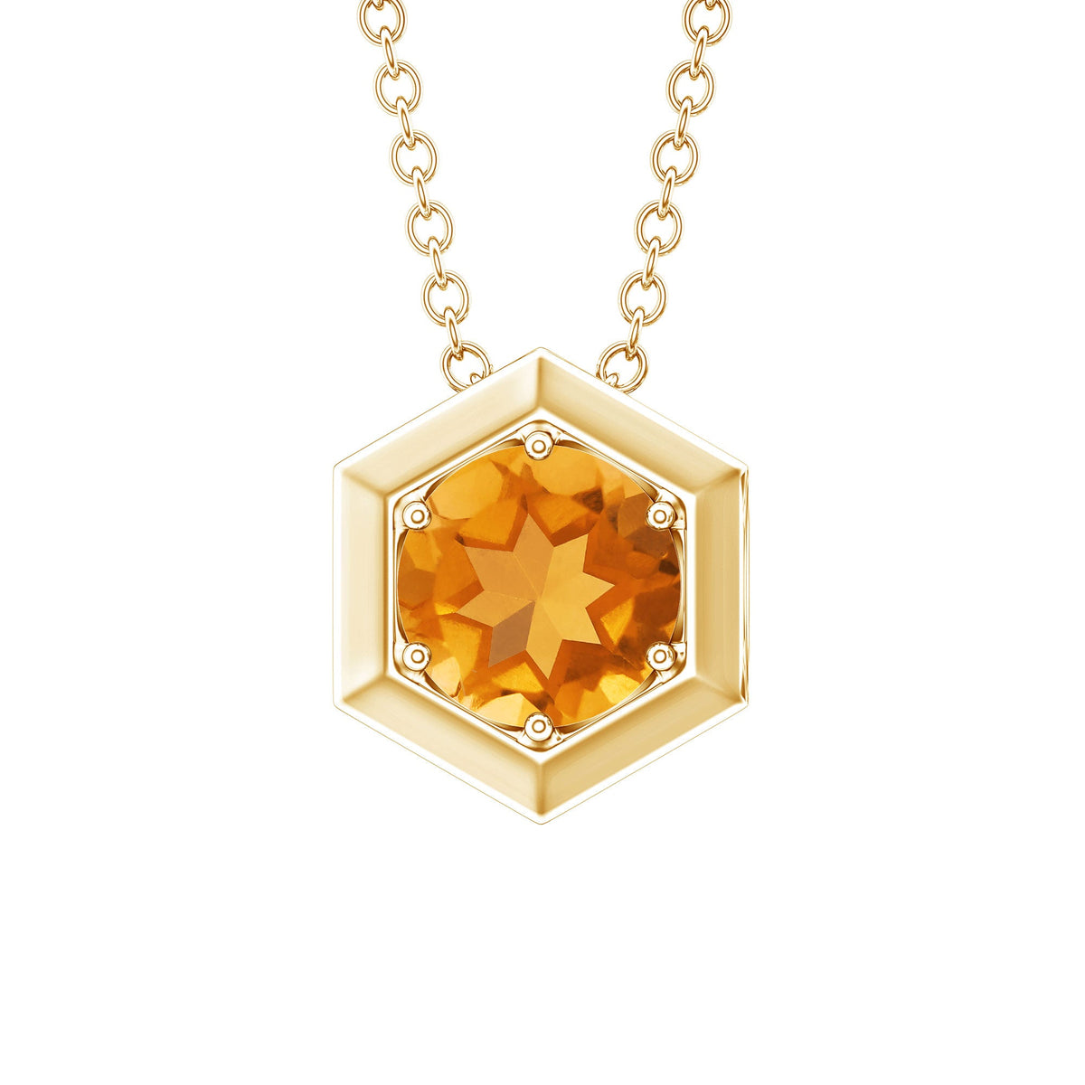 1.2 Carat Natural Citrine Hexagon Pendant