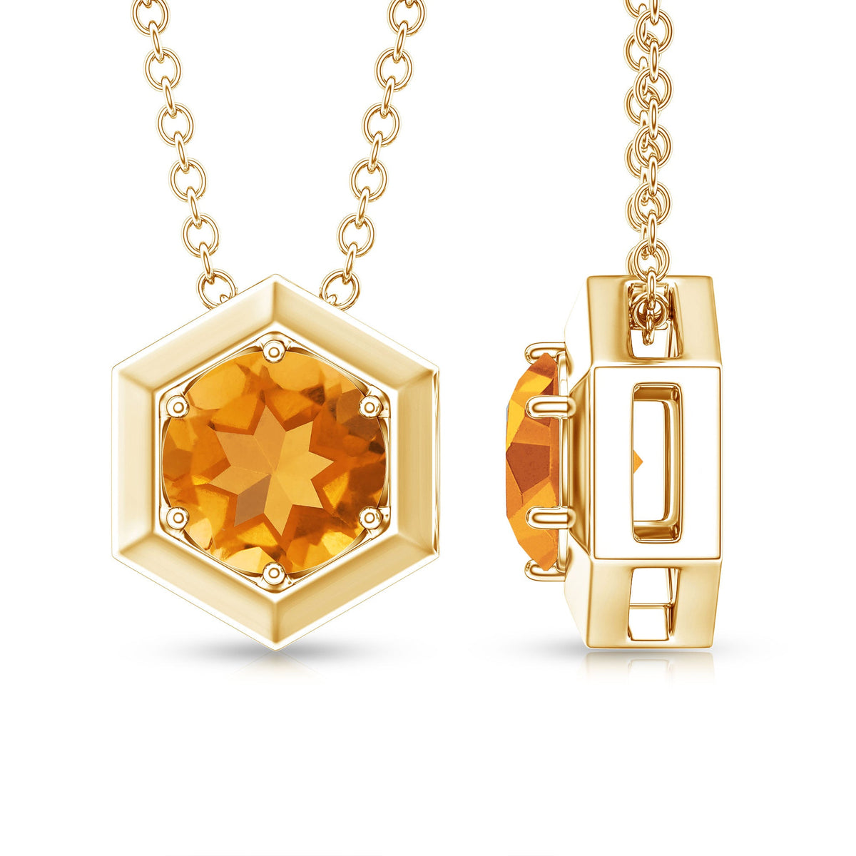 1.2 Carat Natural Citrine Hexagon Pendant