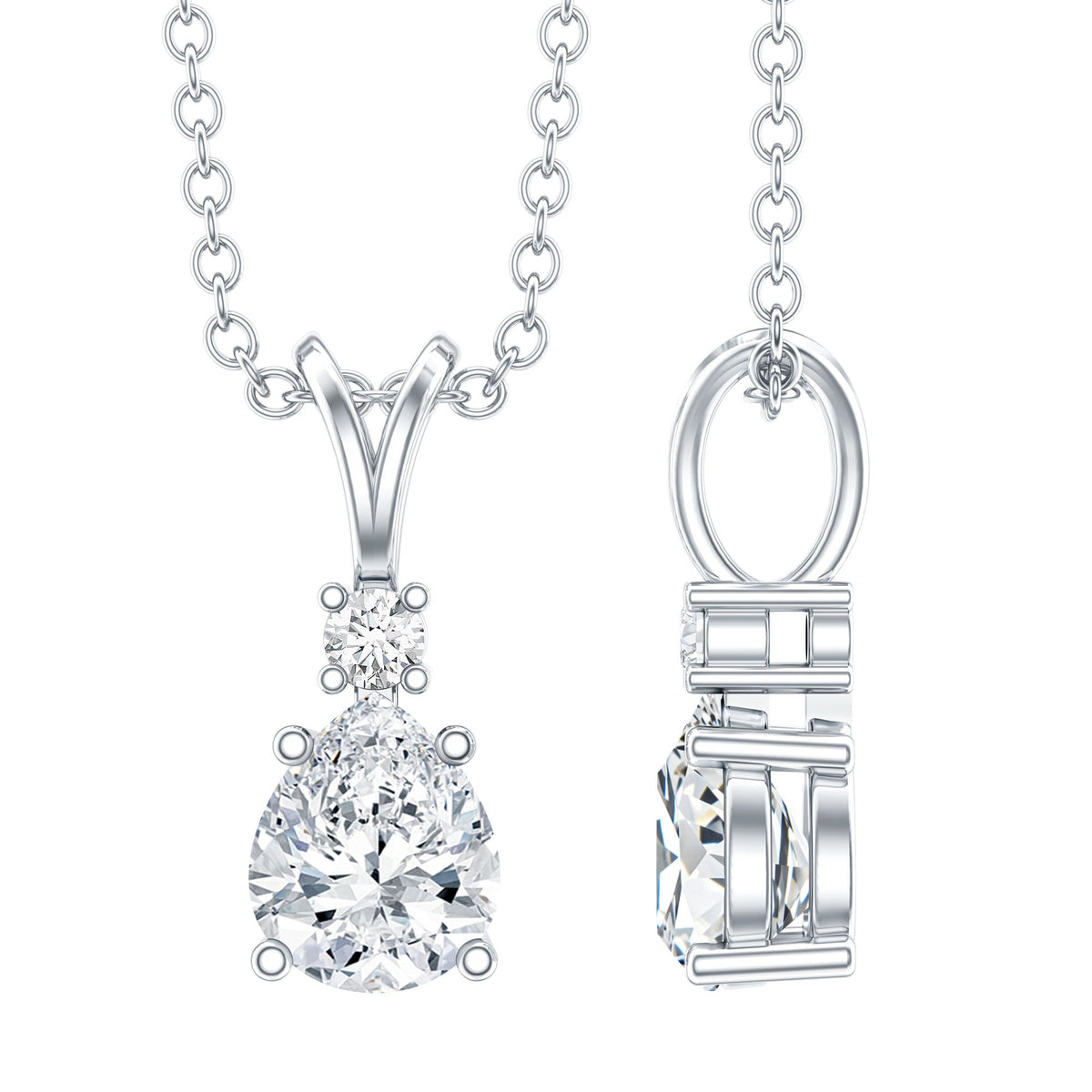 0.3 Carat Lab Grown Diamond Teardrop Pendant Necklace