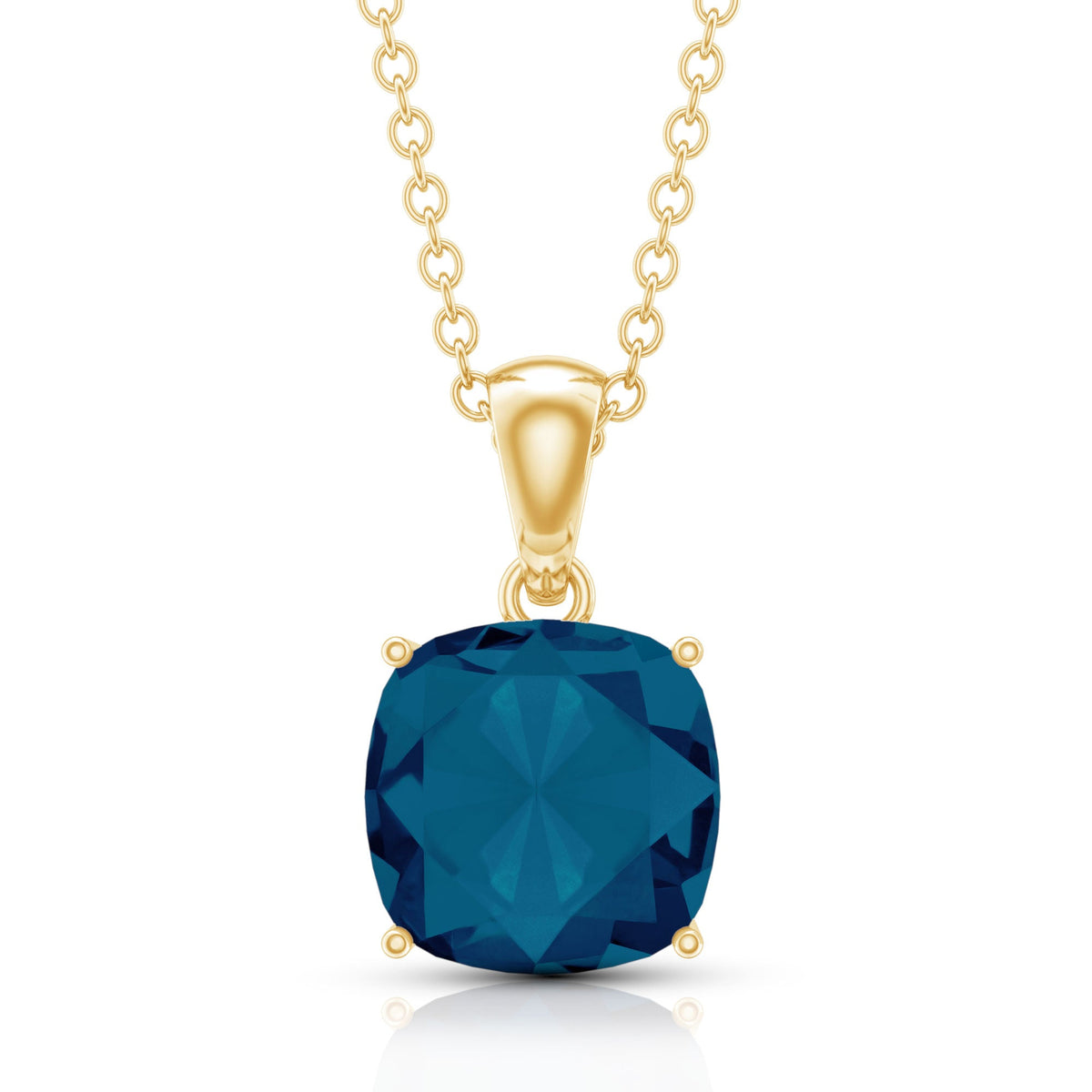 2.84 Carat Cushion Cut London Blue Topaz Solitaire Pendant