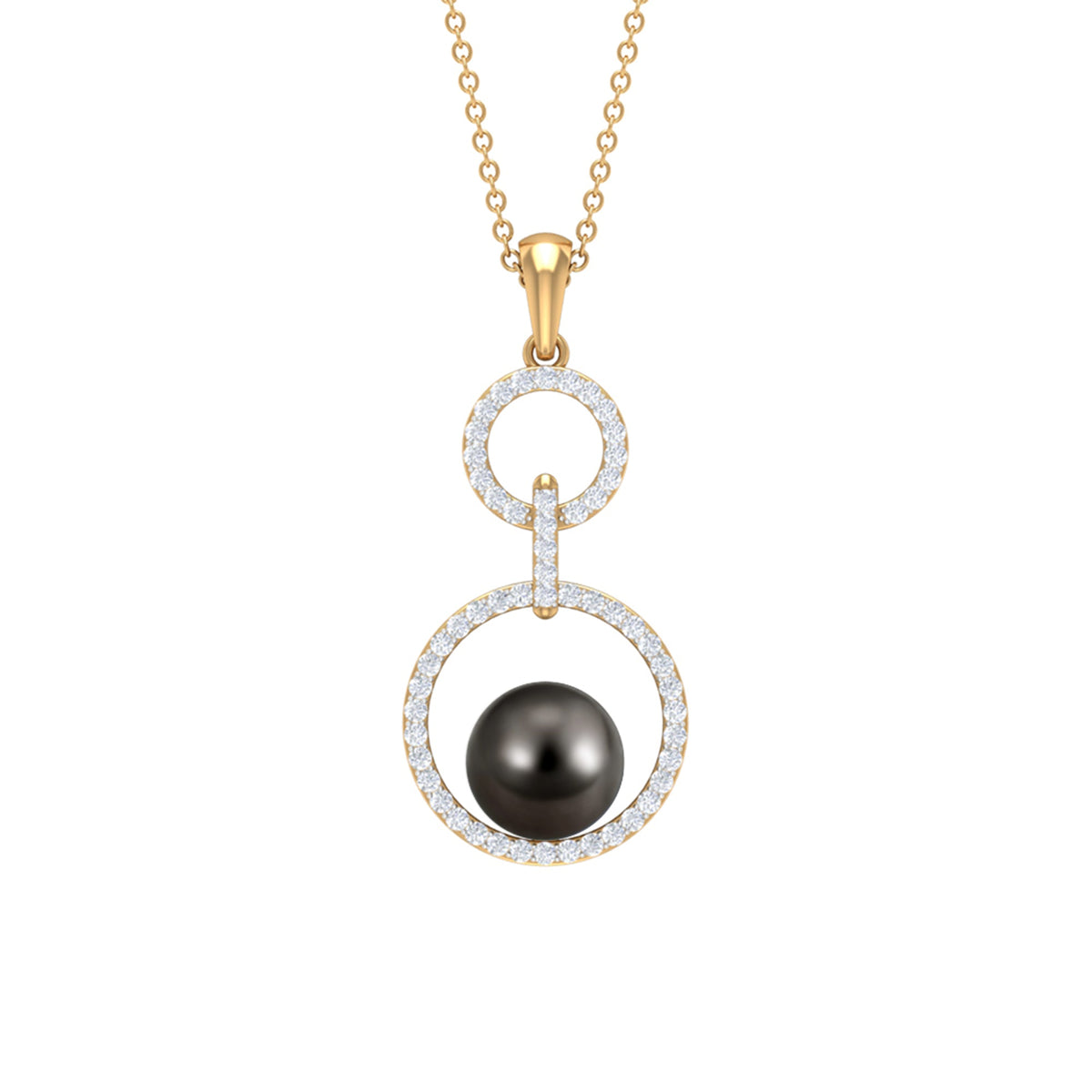 Tahitian Pearl and Diamond Eternity Dangle Pendant