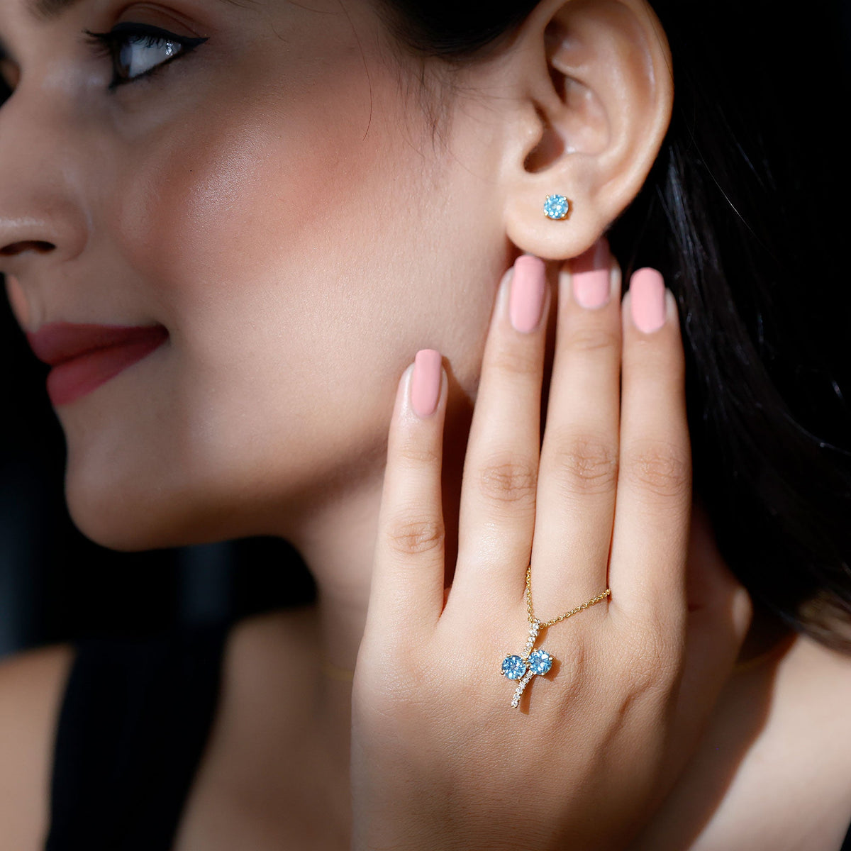 Aquamarine Bridal Jewelry Set with Diamond Accent