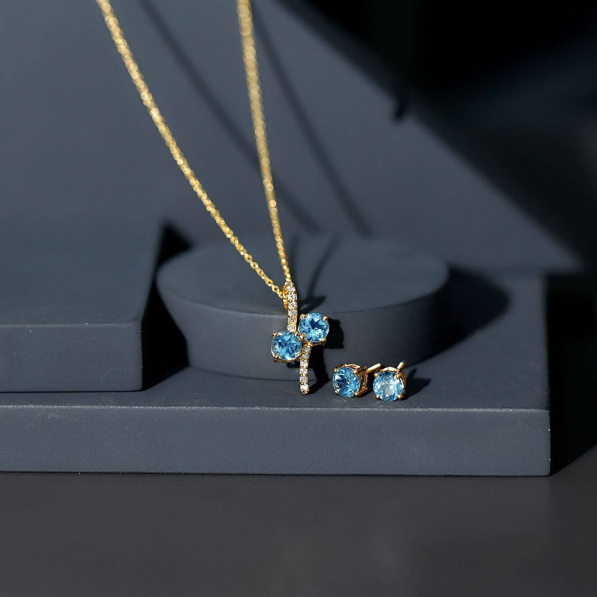 Aquamarine Bridal Jewelry Set with Diamond Accent