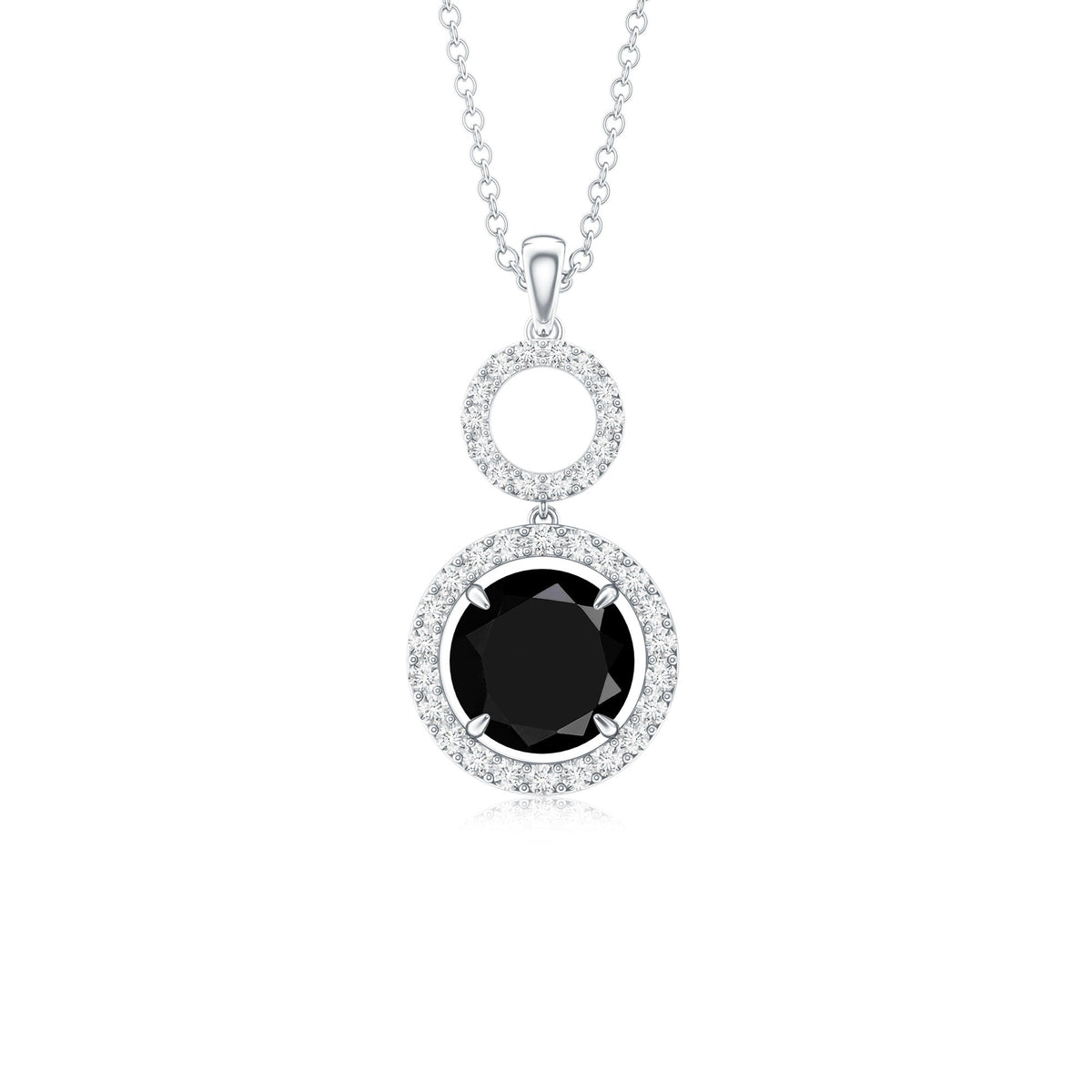 Classic 2 Carat Black Onyx Diamond Drop Necklace