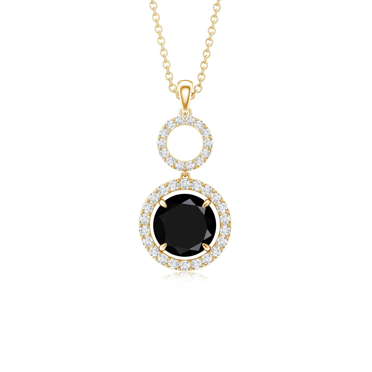 Classic 2 Carat Black Onyx Diamond Drop Necklace
