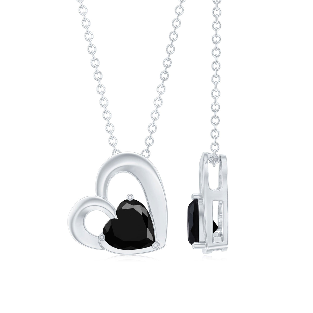 2.4 Carat Heart Lab Grown Black Diamond Solitaire Necklace