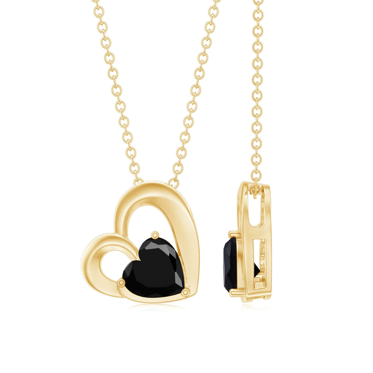 2.4 Carat Heart Lab Grown Black Diamond Solitaire Necklace