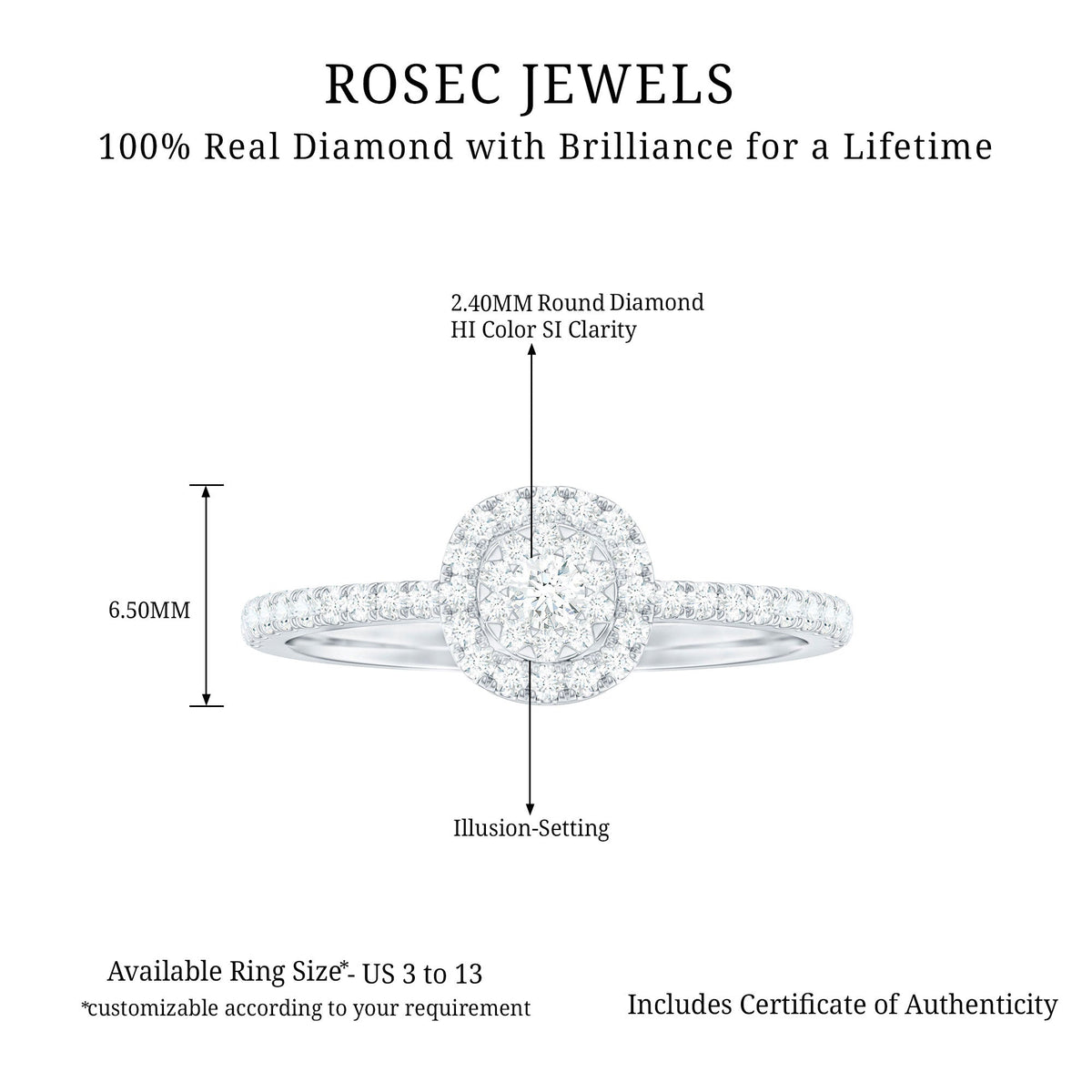 Brilliant Cut Diamond Engagement Ring in Illusion Setting