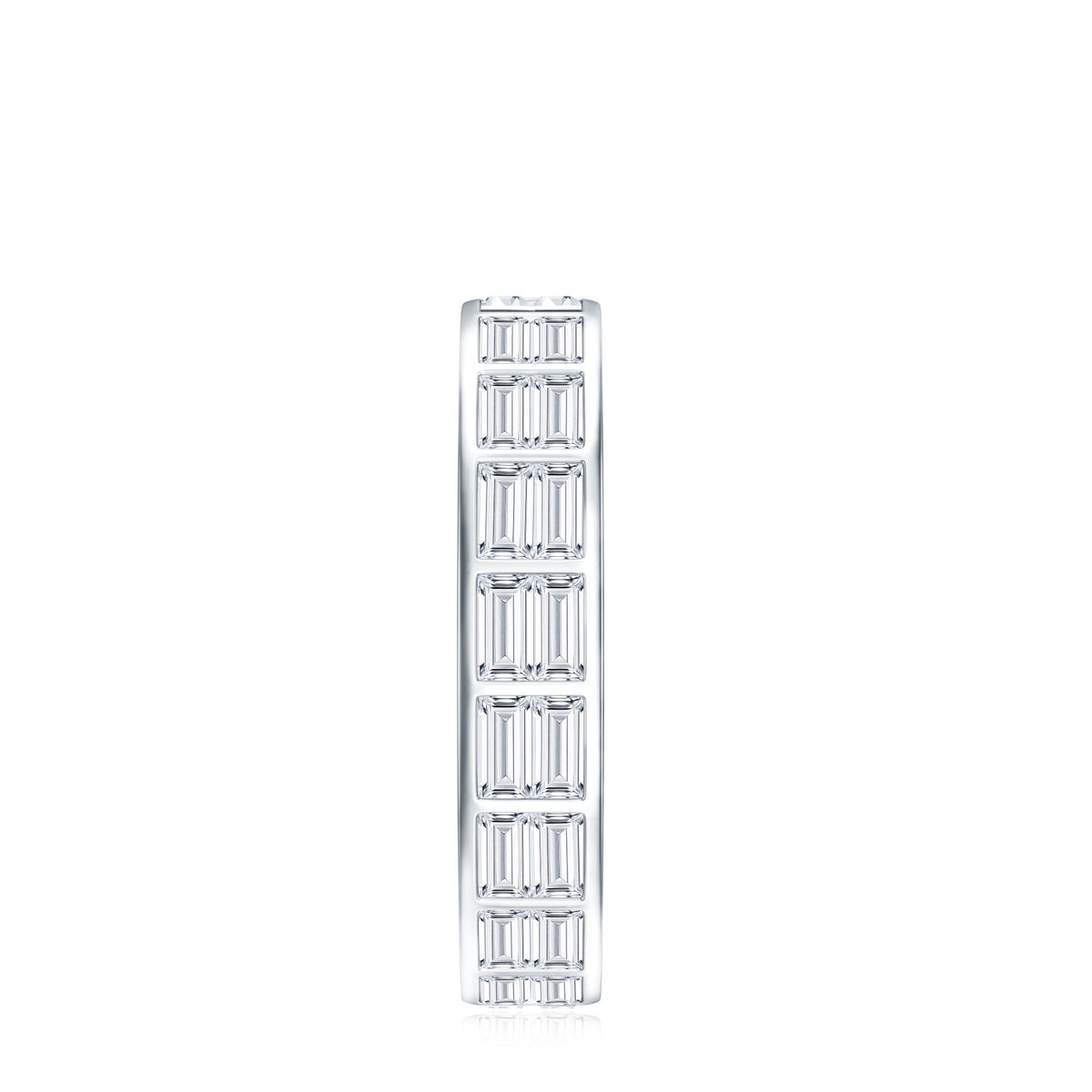 Baguette Cut Certified Moissanite Two Row Eternity Band
