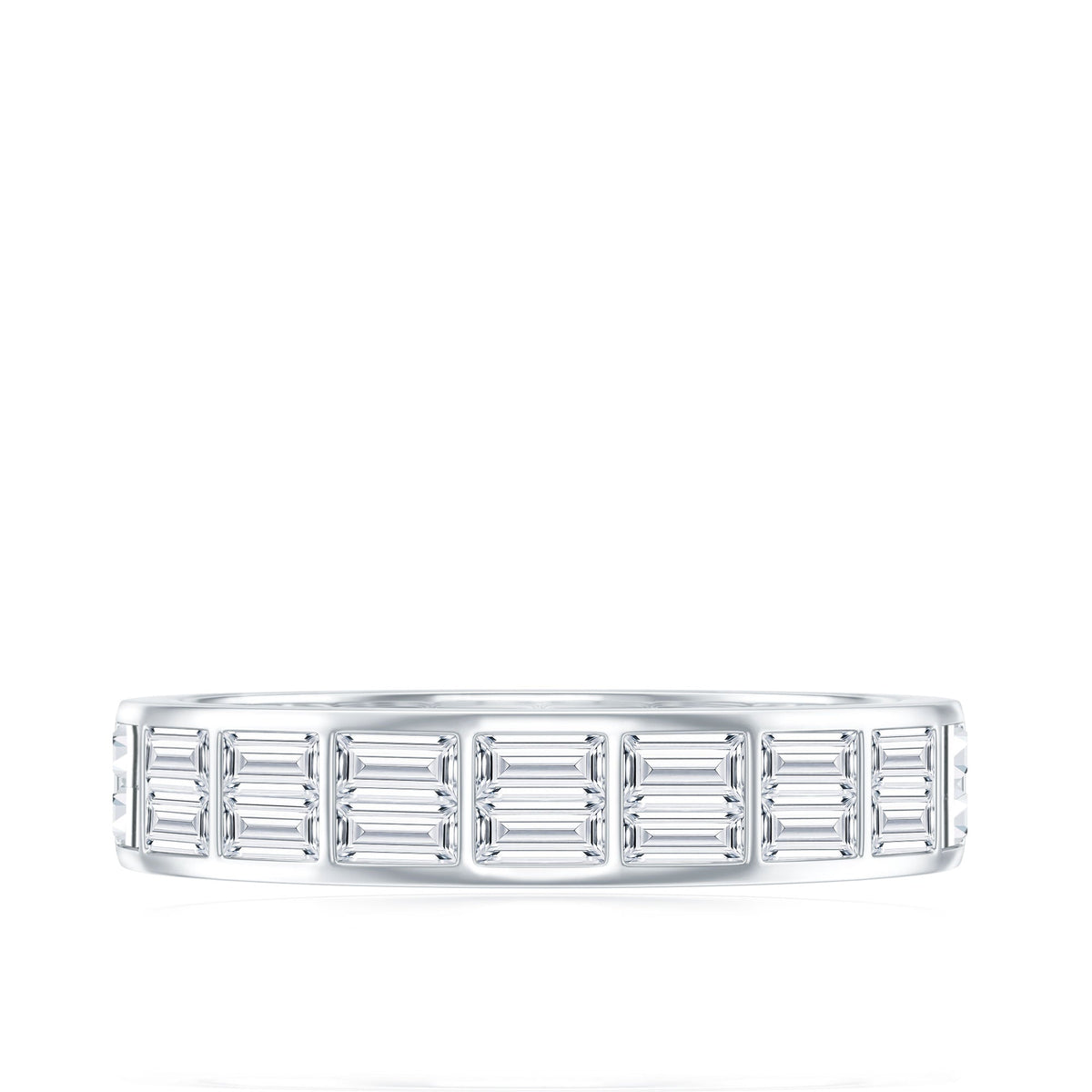 Baguette Cut Certified Moissanite Two Row Eternity Band