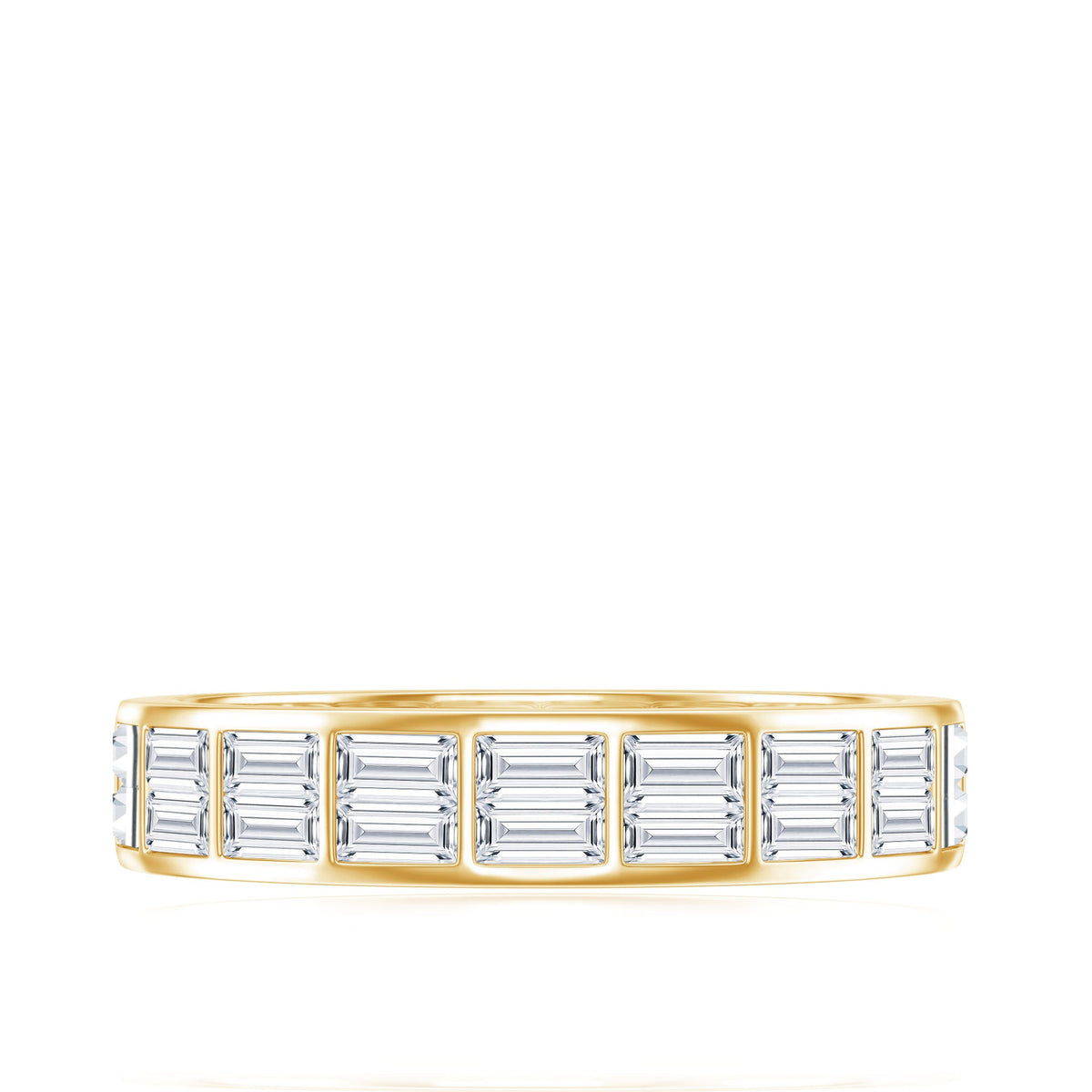 Baguette Cut Certified Moissanite Two Row Eternity Band