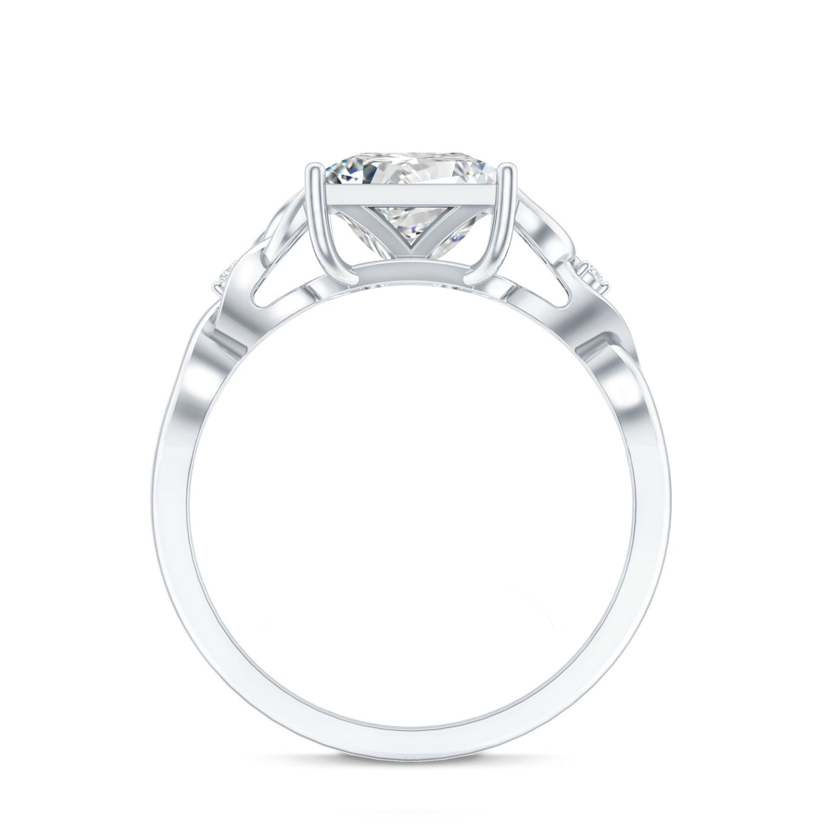 3 Carat Princess Cut Moissanite Solitaire Engagement Celtic Ring
