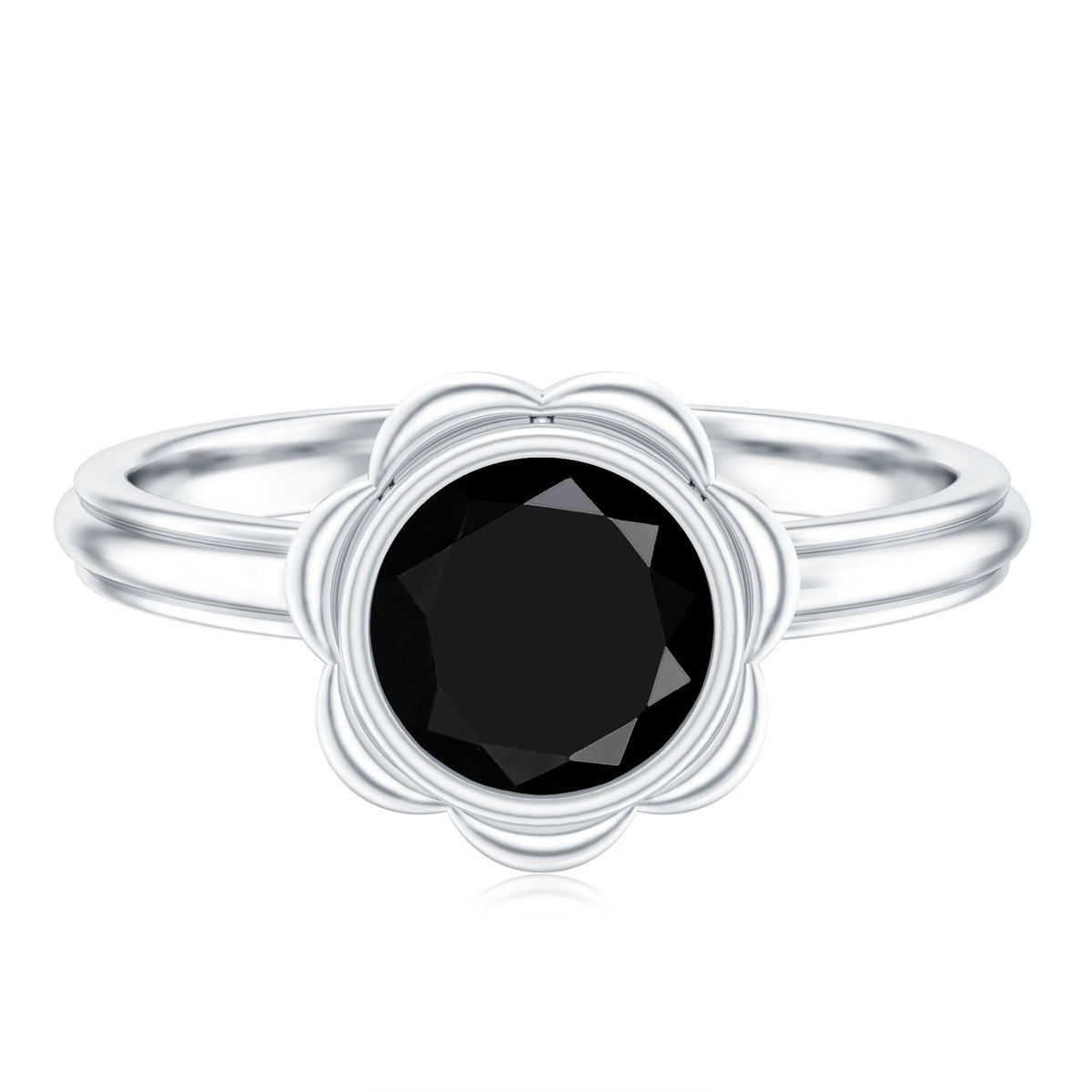 1.6 Carat Lab Grown Black Diamond Flower Engagement Ring