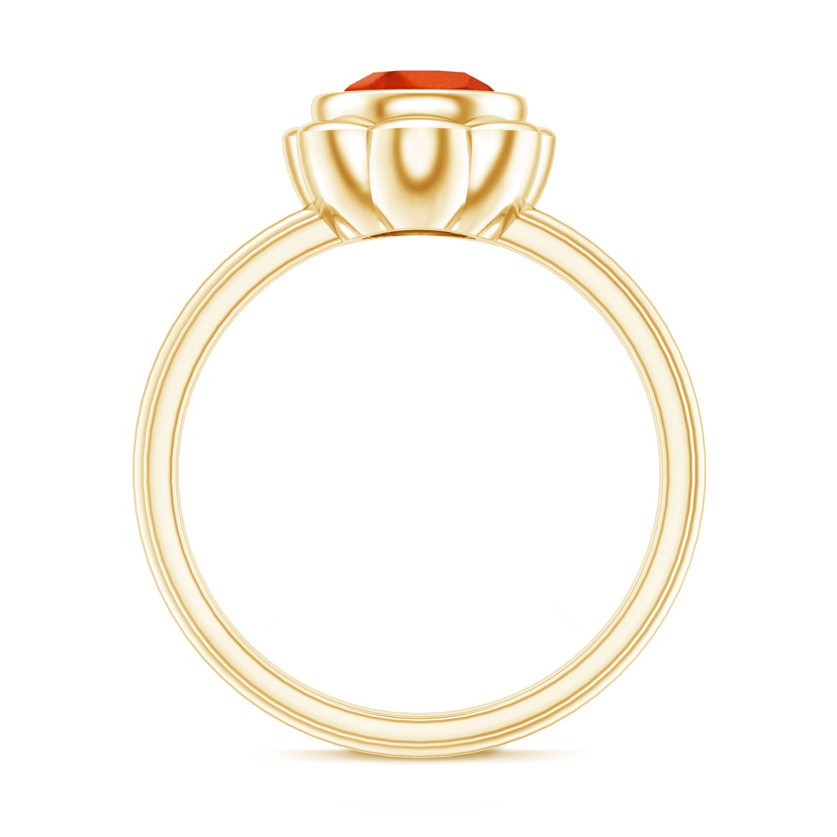 1.6 Carat Lab Grown Orange Sapphire Bezel Set Engagement Ring