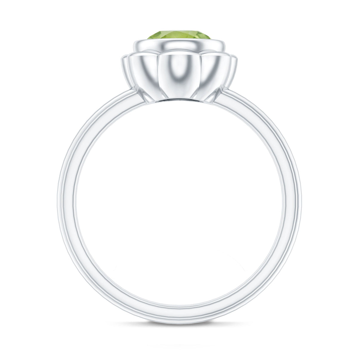 Bezel Set 1.2 Carat Peridot Engagement Ring for Women