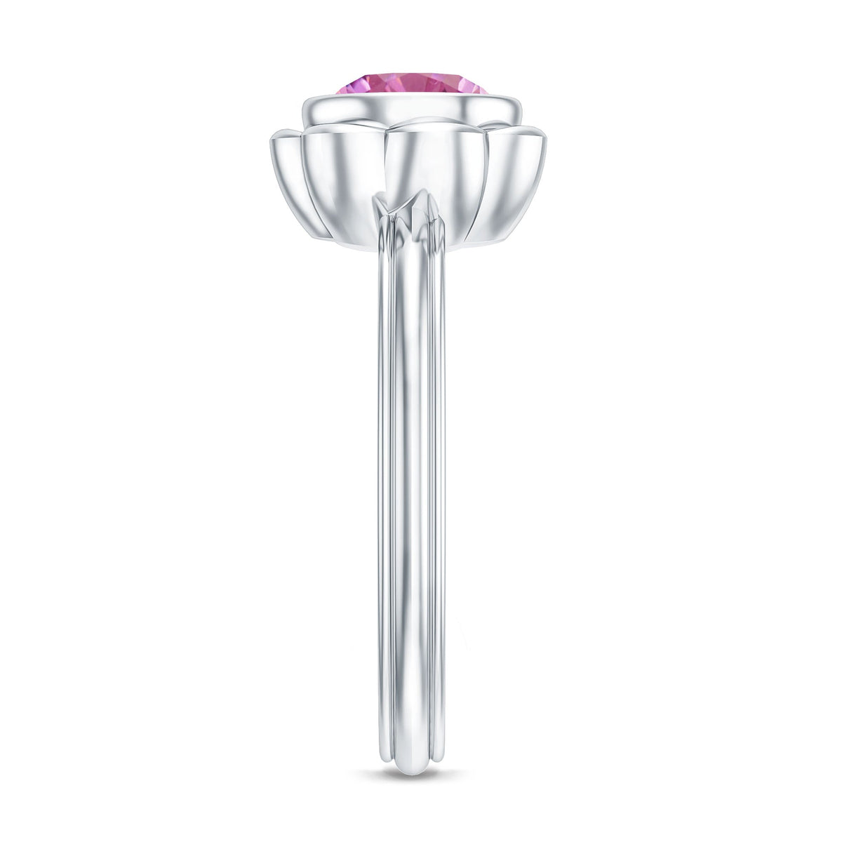 1.2 Carat Round Pink Tourmaline Flower Engagement Ring