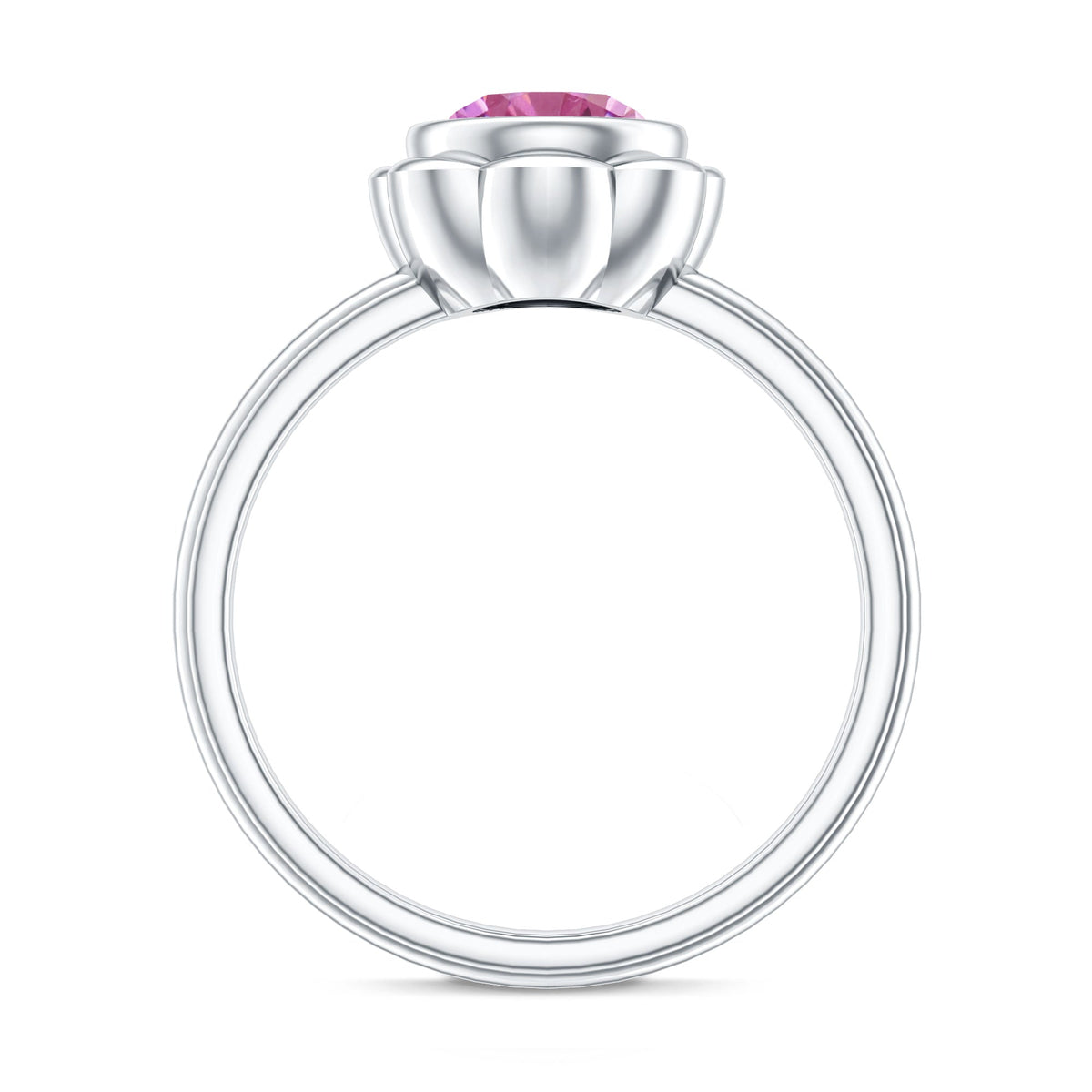 1.2 Carat Round Pink Tourmaline Flower Engagement Ring