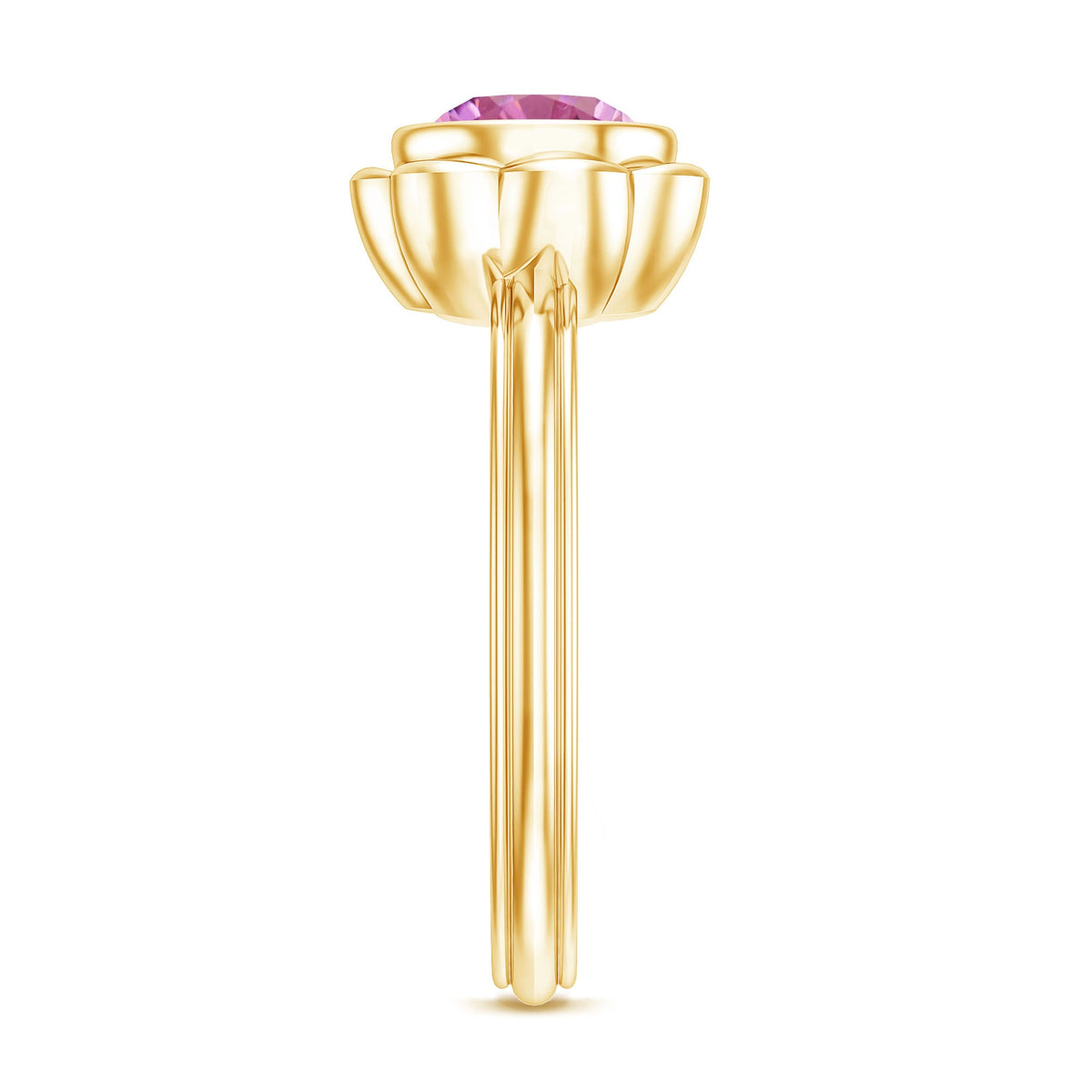 1.2 Carat Round Pink Tourmaline Flower Engagement Ring