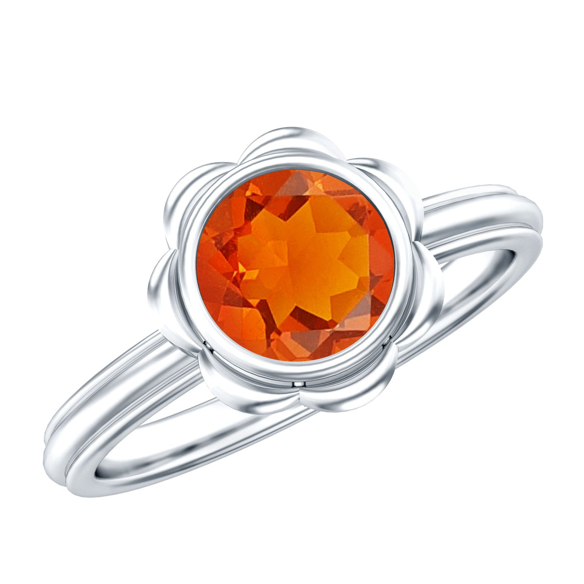 1.6 Carat Real Fire Opal Flower Engagement Ring