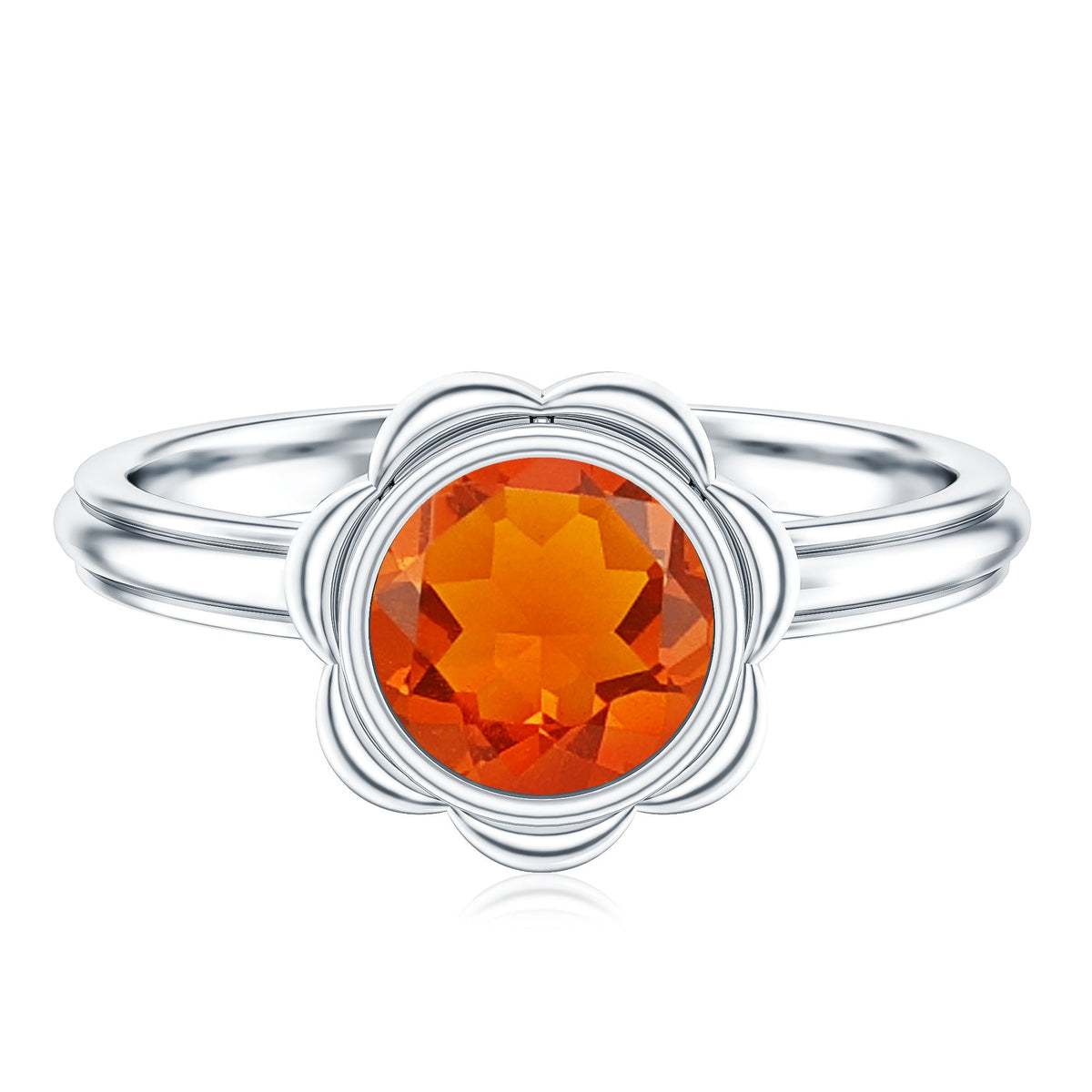 1.6 Carat Real Fire Opal Flower Engagement Ring