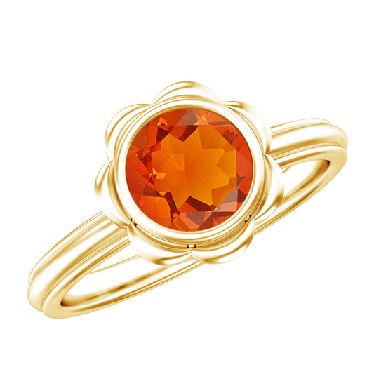 1.6 Carat Real Fire Opal Flower Engagement Ring