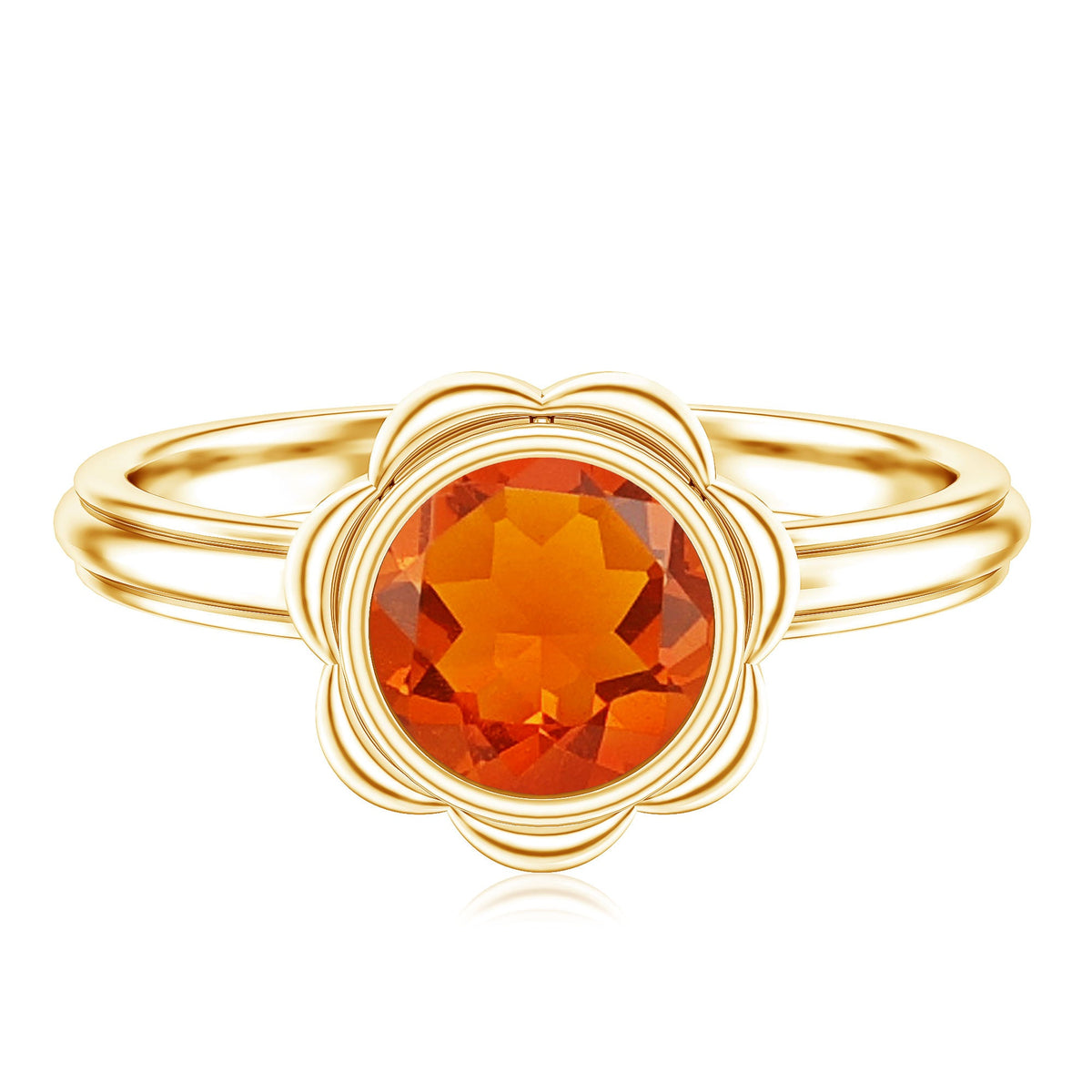 1.6 Carat Real Fire Opal Flower Engagement Ring