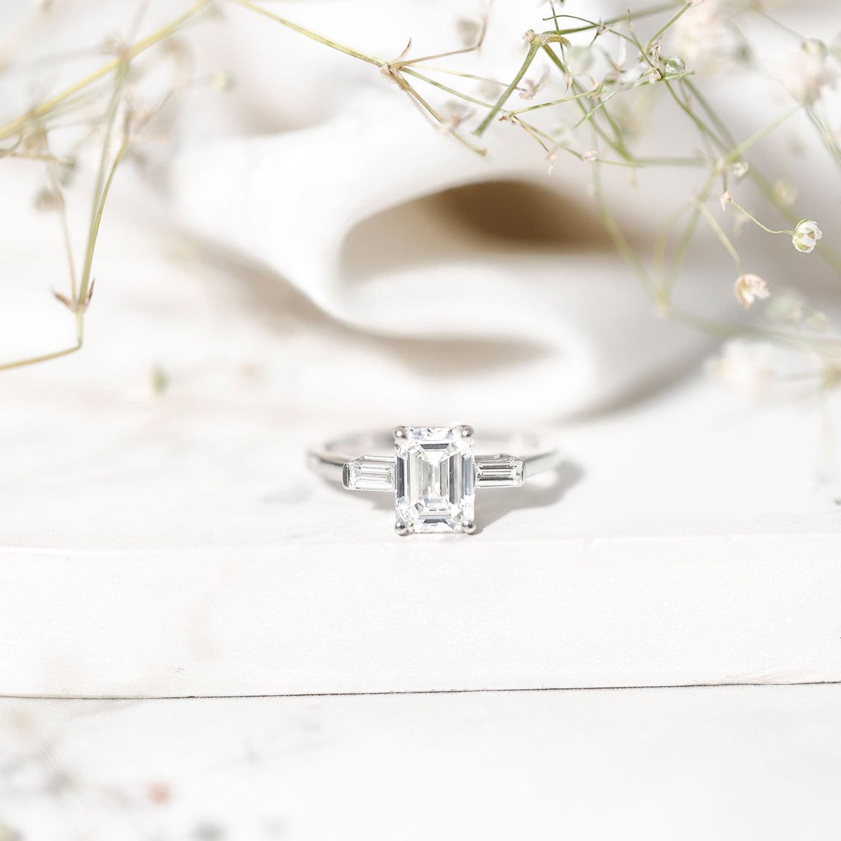 1.8 Carat Lab Grown Diamond Emerald Cut Engagement Ring