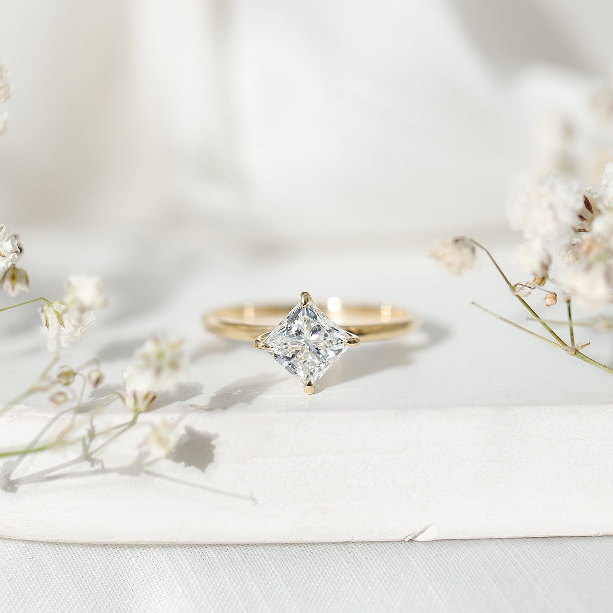 1.25 CT Princess Cut Lab Grown Diamond Solitaire Engagement Ring
