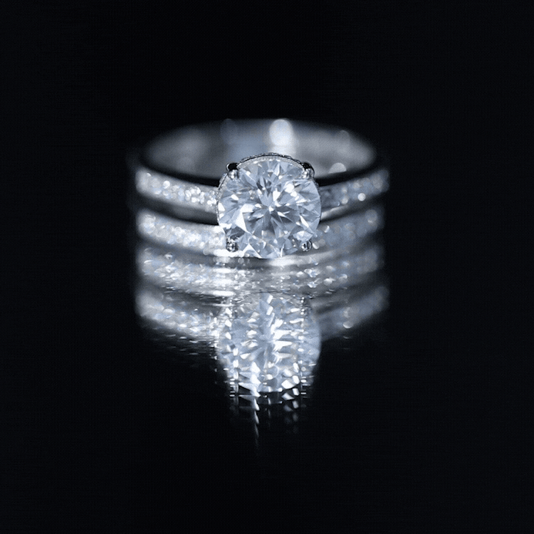 Certified 2 Carat Moissanite Solitaire Wedding Ring Set