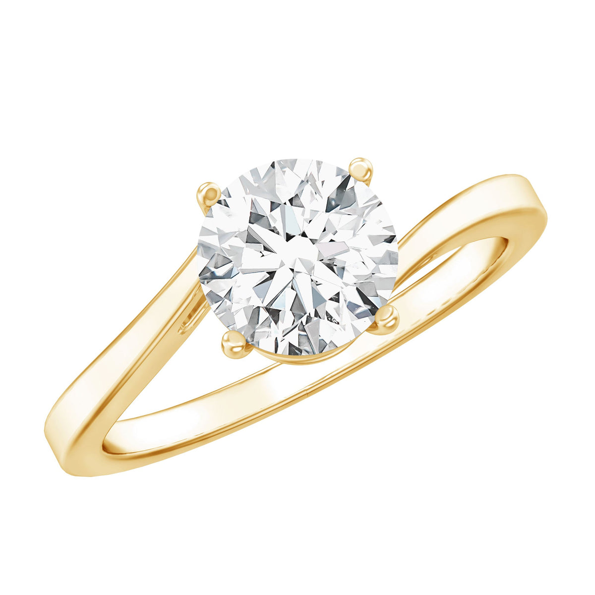 Certified Moissanite Solitaire Engagement Ring with Bypass Shank