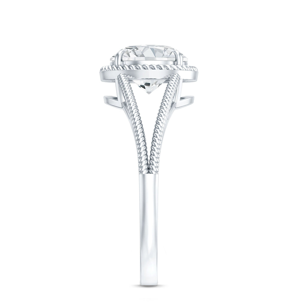 2 CT Round Moissanite Solitaire Engagement Ring with Twisted Split Shank