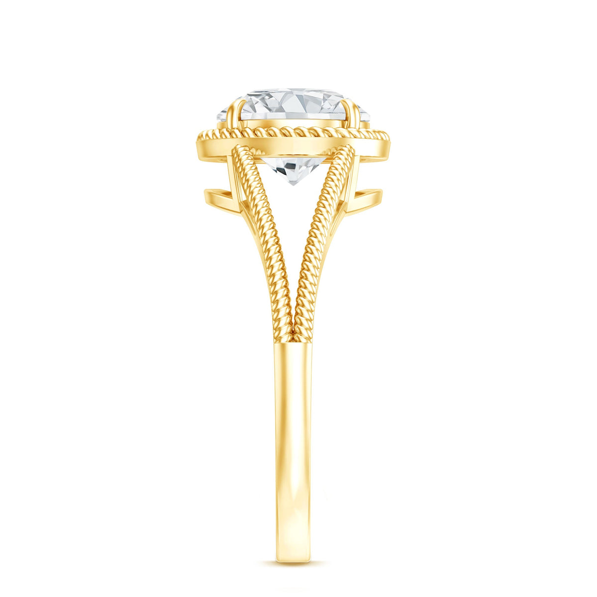 2 CT Round Moissanite Solitaire Engagement Ring with Twisted Split Shank