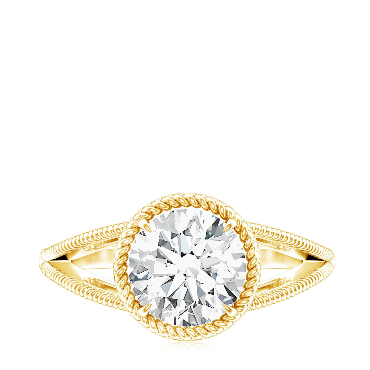 2 CT Round Moissanite Solitaire Engagement Ring with Twisted Split Shank