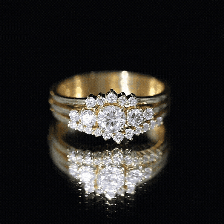 Certified Moissanite Trio Bridal Ring Set